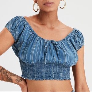 AE smocked waist crop top